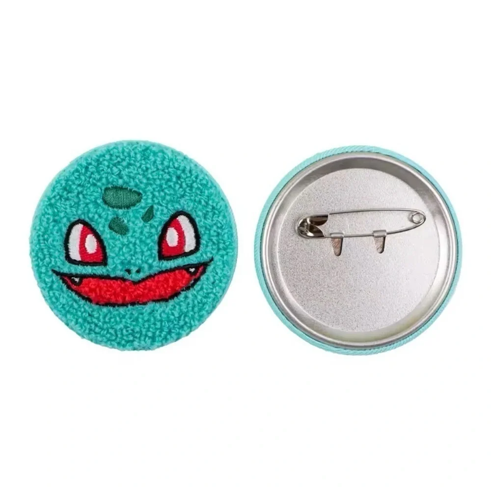 3/$33 Pokemon Character Bulbasaur Fuzzy Texture Embroidered Button Pin Brooch
